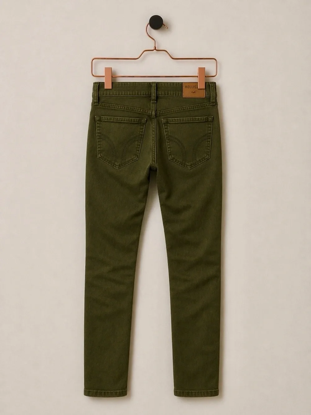 Hollister Olive Green Skinny Jeans Size 27 Mid Rise Y2K Stretch Denim - Picture 2 of 3